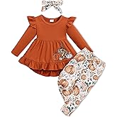 Doresbebe Baby Girl Clothes Toddler Girl Outfits Infant Girl Summer Clothes for Girl Ruffle Shirt Pants+Cute Headband 3PCS