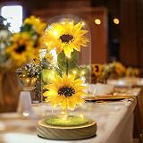 Touloube Sunflower Glass Dome LED Gift for Women Mothers Day Birthday view 4
