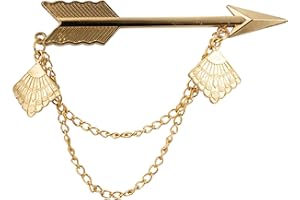 Knighthood Golden Arrow with Hanging Chain and Emblem Detailing Lapel Pin Shirt Stud for Men