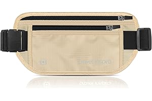 travel inspira RFID Blocking Travel Money Belt with Anti-Thief Zip - Slim Passport Holder and Travel Pouch to Secure Cash, Cards, and Documents (apricot)