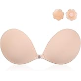 NuBrava Strapless Sticky Bra Push Up for Women, Adhesive Silicone No Show Bra for Backless Dress, Invisible Reusable V Shape