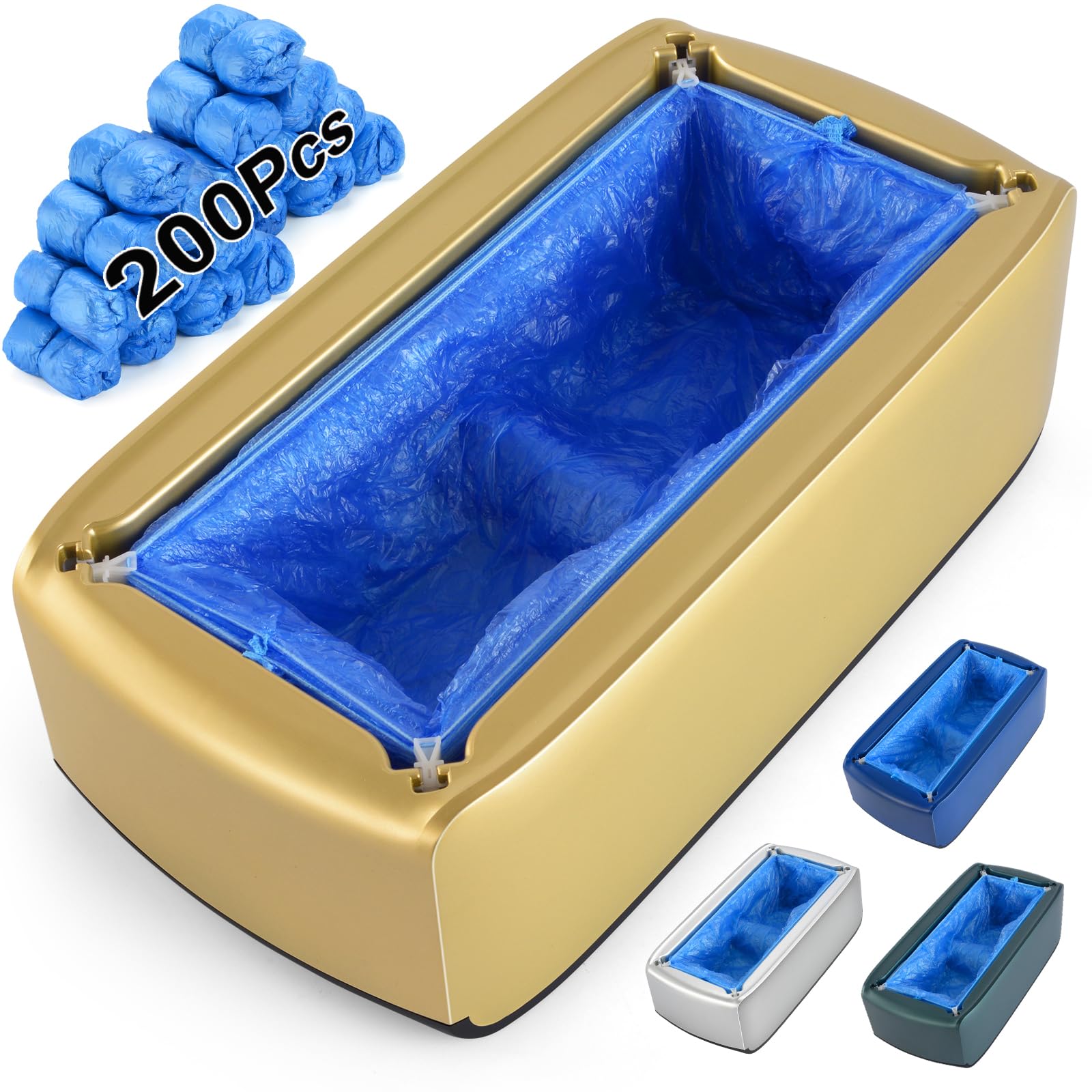 Photo 1 of LYSHIYI Shoe Covers Machine Automatic Shoe Cover Dispenser with 200pcs Disposable Plastic Shoe Cover for Home, Office, Supermarket, Factory, Hospital (Gold)