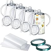 Vermida Sublimation Sippy Cup Blank with Handle, 12oz Stainless Steel Sippy Cups, Kids Cups with Straws and Lids Spill Proof Double Wall Vacuum Cup for Children(4 Pack)