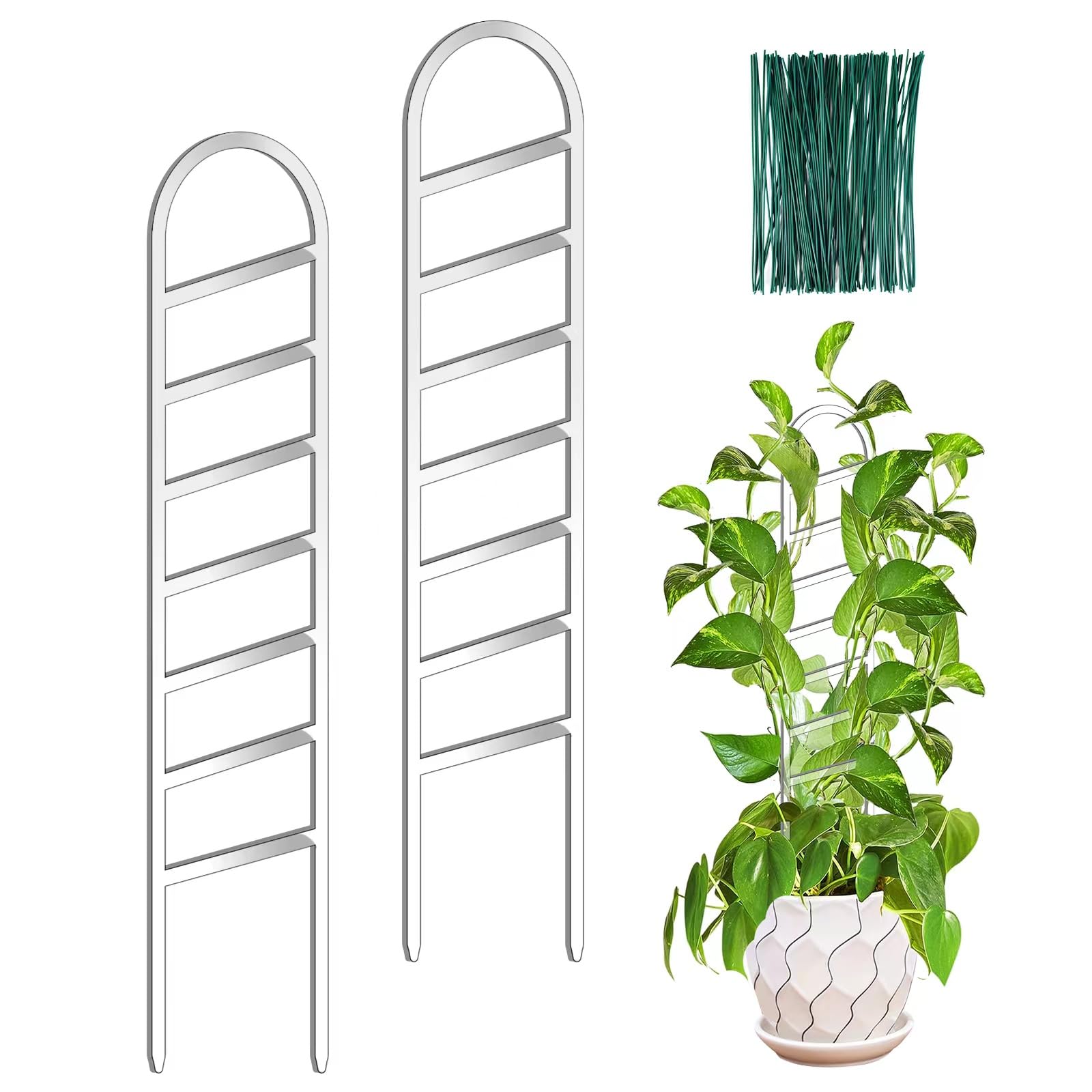 Photo 1 of 17.5 Inch Indoor Plant Trellis for Climbing Plants,Plastics Small Garden Trellis for Potted Plants,Plant Stakes for Indoor Plants Accessories,Plant Support Hoya,Flower (Ladder)