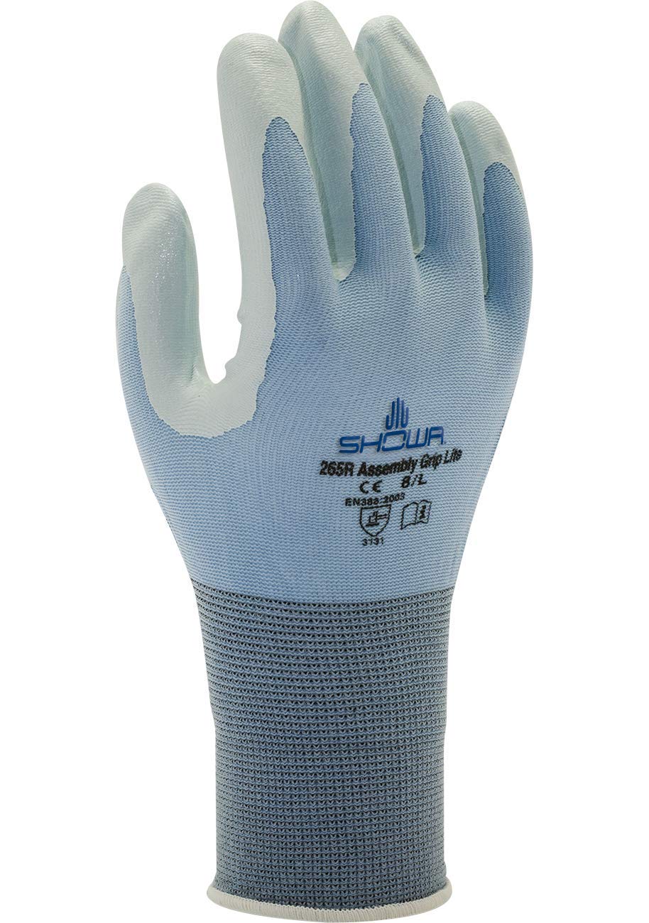 Showa Gloves SHO265-L No.265 Assembly Grip Glove, Size: L, Light Blue
