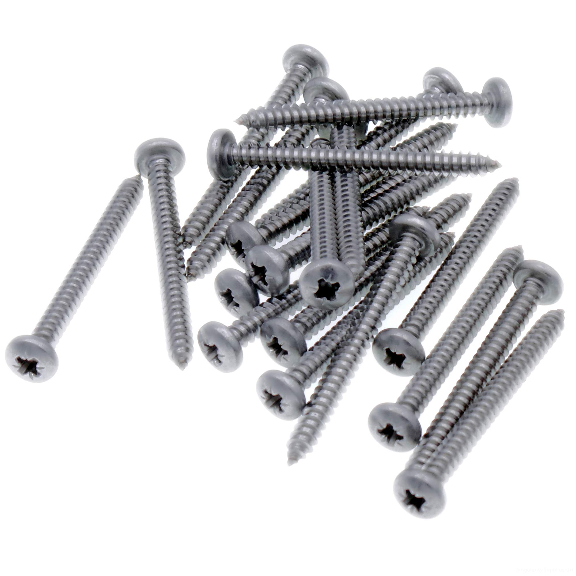 No.14 x 1.5 (6.3mm x 38mm) Pozi Pan Self-Tapping Screw - Stainless Steel (A2) (Pack of 20)