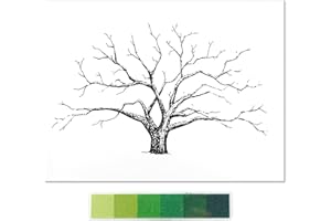 Marsrut Large Wedding Fingerprint Thumbprint Tree Family Guest Book, 12x16 Inch Canvas Painting Home Decoration Creative Signature Sign-in Balloons Decor for Party with Ink Pads (Green)