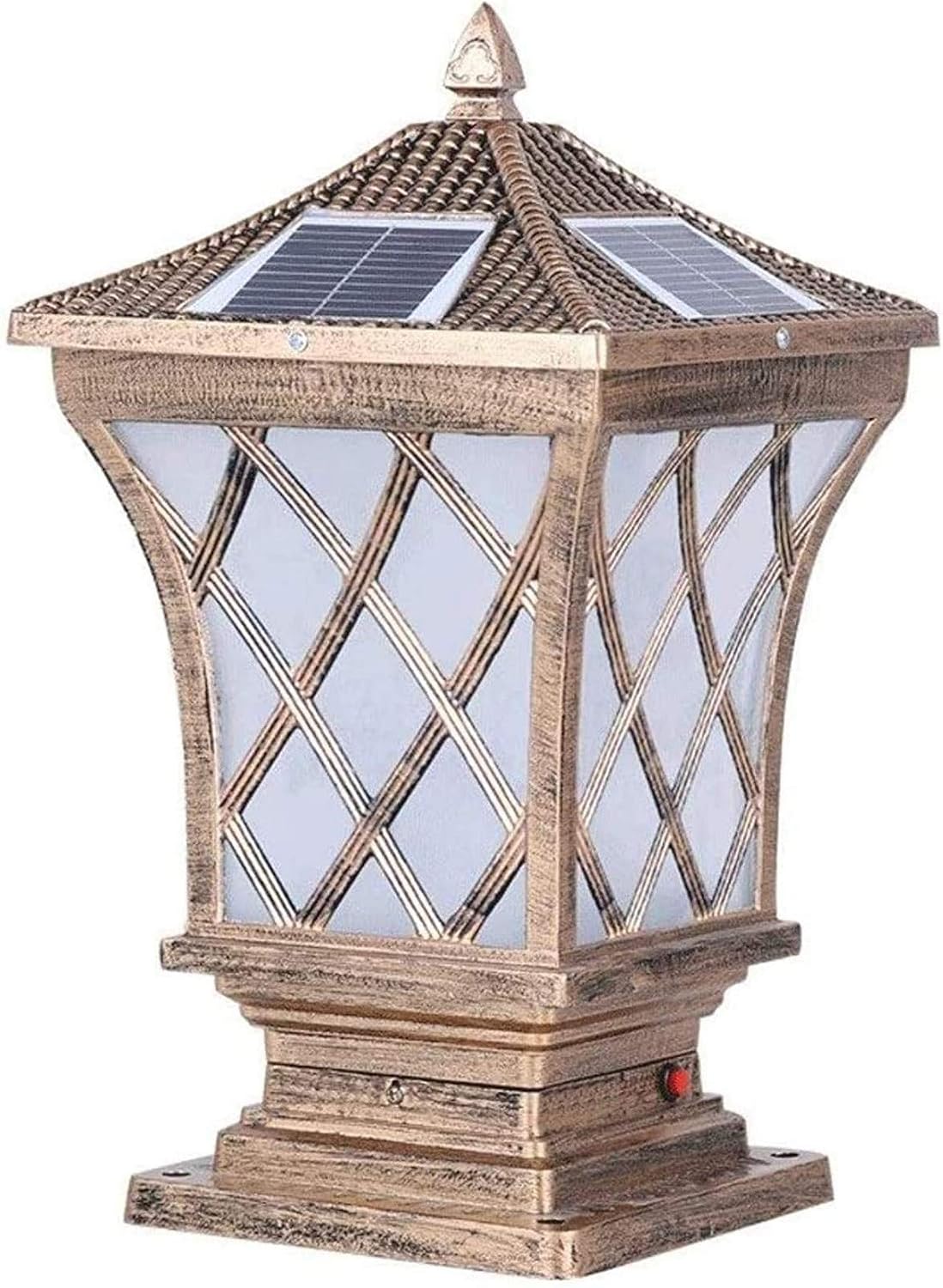 Rustic Bronze Solar Column Post Lights Outdoor Aluminum E27 LED