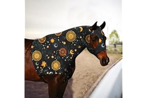 PALOURA Horse Slicker Hood with Zipper: Snug Fit, No-Ears Design, and Extra Large Eye Holes for Face, Shoulders, Mane, Chest, and Withers - Perfect for Show-L(Orange Sun)