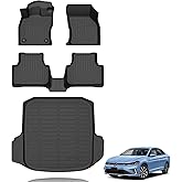 VOUKIY All Weather Car Floor Mats & Cargo Liner Set Fit for Volkswagen Jetta S/SE/SEL/SEL Premium/R-Line/Sport/GLI 2019-2025 Floor Liners Trunk Liner Jetta Cargo Mat Accessories Black