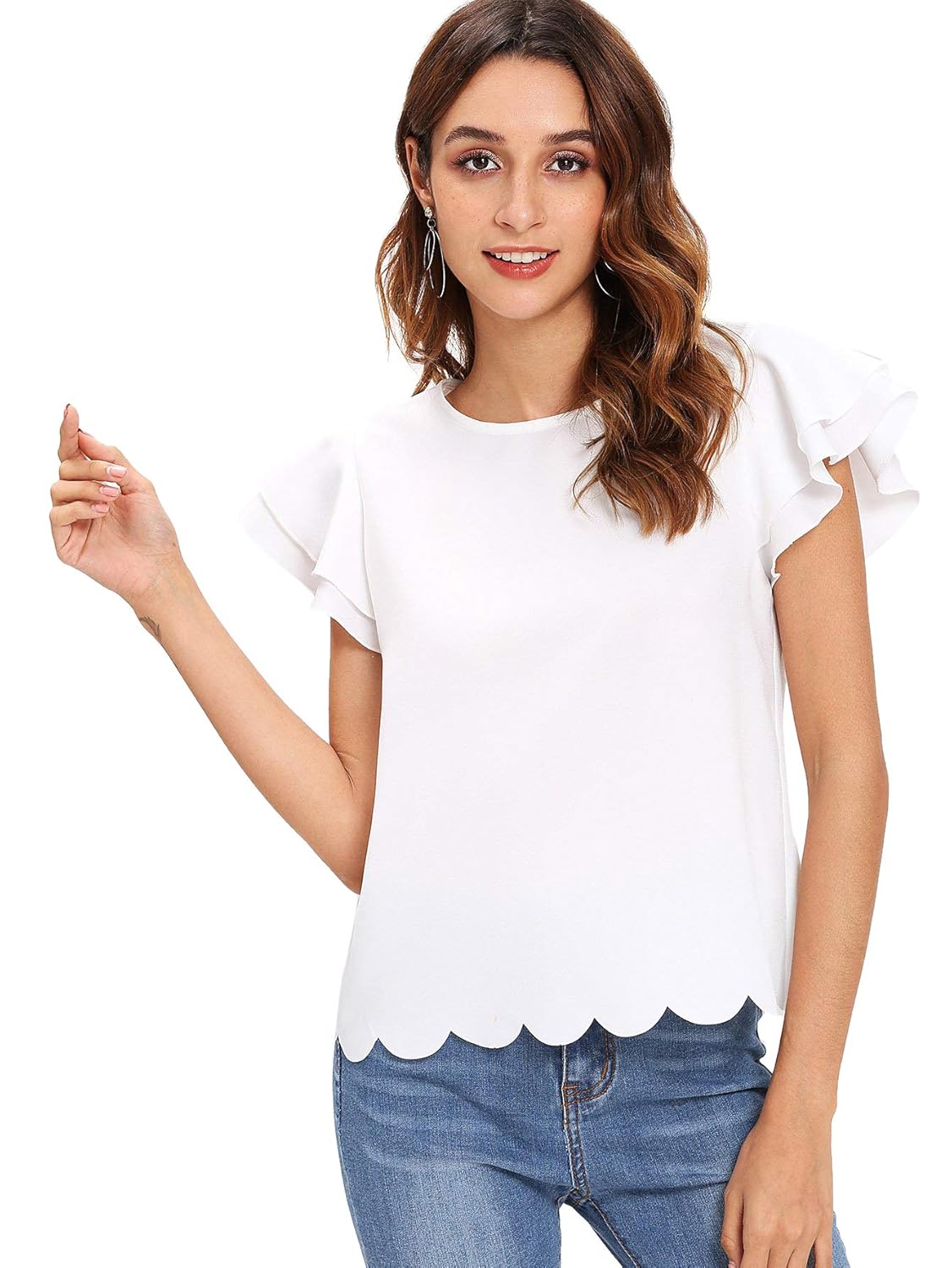 short ruffle sleeve top