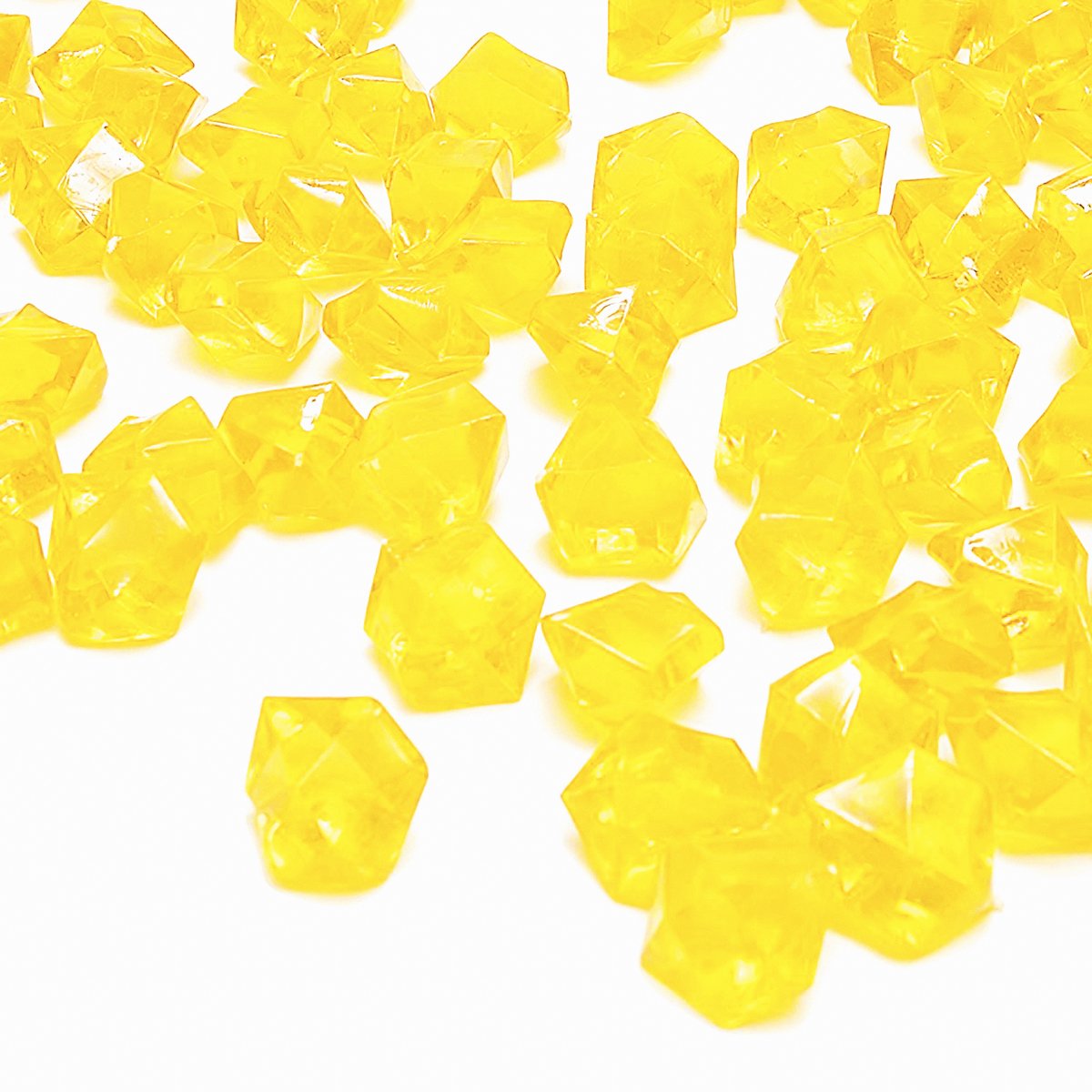 Acrylic Clear Ice Rock Diamond Crystals Rocks Fake Ice Cubes for Decoration Vase Fillers Table Scatter Party Favor Wedding Arts Crafts, Yellow Acrylic Ice cubes 150 PCS by Domestar