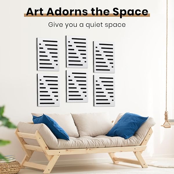 6-PACK SELF-ADHESIVE SOUND PROOF FOAM PANELS FOR WALL, 12 X 16 INCH DUAL LAYER ACOUSTIC PANELS WITH POLYESTER & FOAM FOR RECORDING STUDIO HOME THEATER OFFICE