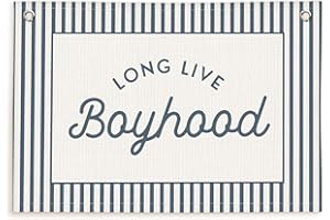 Lacama Vintage Blue Long Live Boyhood Boys Room Decor, Boy Nursery Decor, Linen Banner Wall Hanging Canvas Banner Flag Decor for Toddler Boy Room Nursery 30x20 Inch