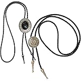 DVDKOLA Bolo Tie Handmade Vintage Bolo Ties for Men Western Cowboy Leather Necktie Bolo Tie Rodeo Accessories for Men Women 2Pcs