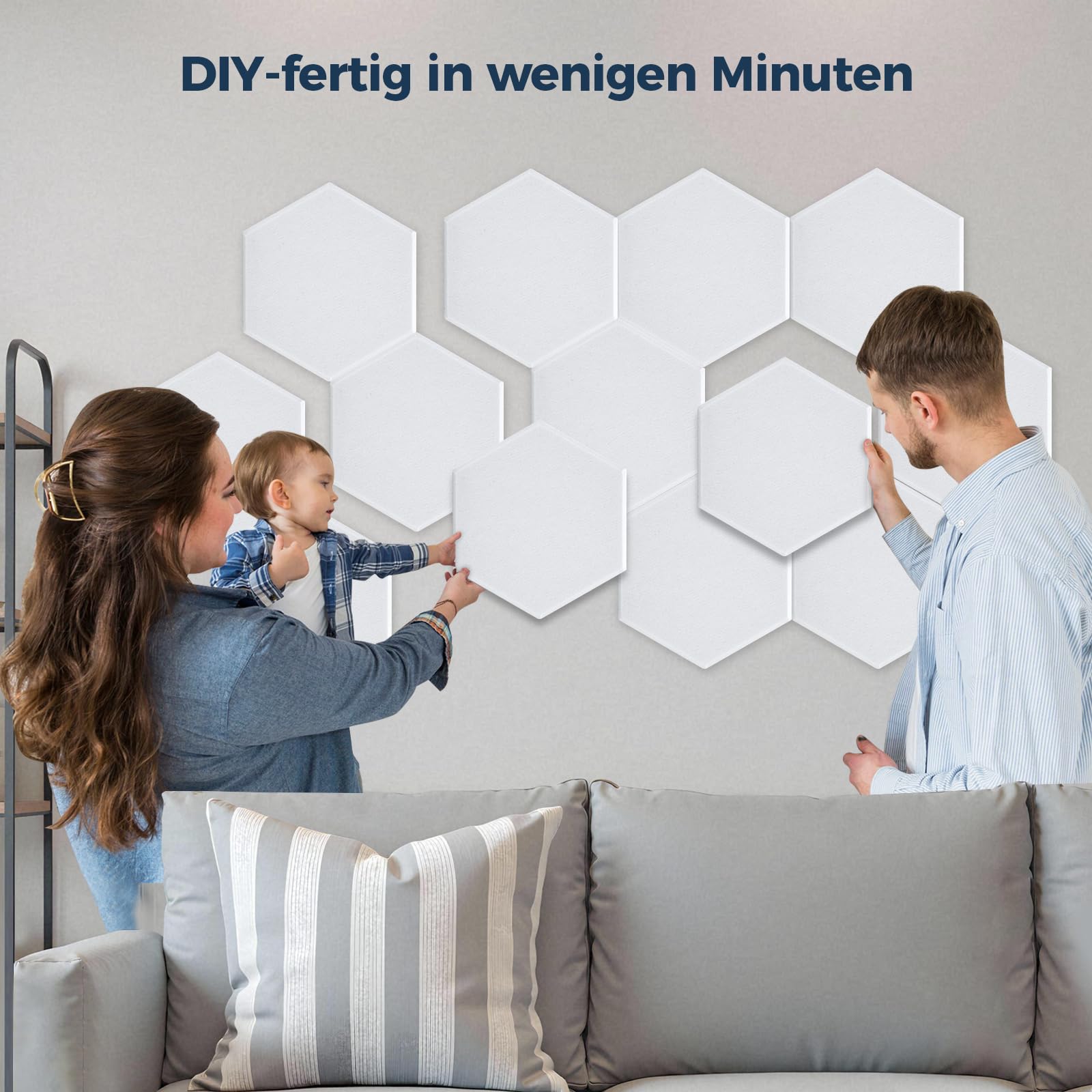 AUSLET 12 Stück Hexagon Akustikplatten Selbstklebend, 30 x 26 x 0,9 cm Hohe Dichte Akustikpaneele, Schallschutzplatten für Studio, Büro, Akustische Behandlung und Gaming deko, Weiß 5
