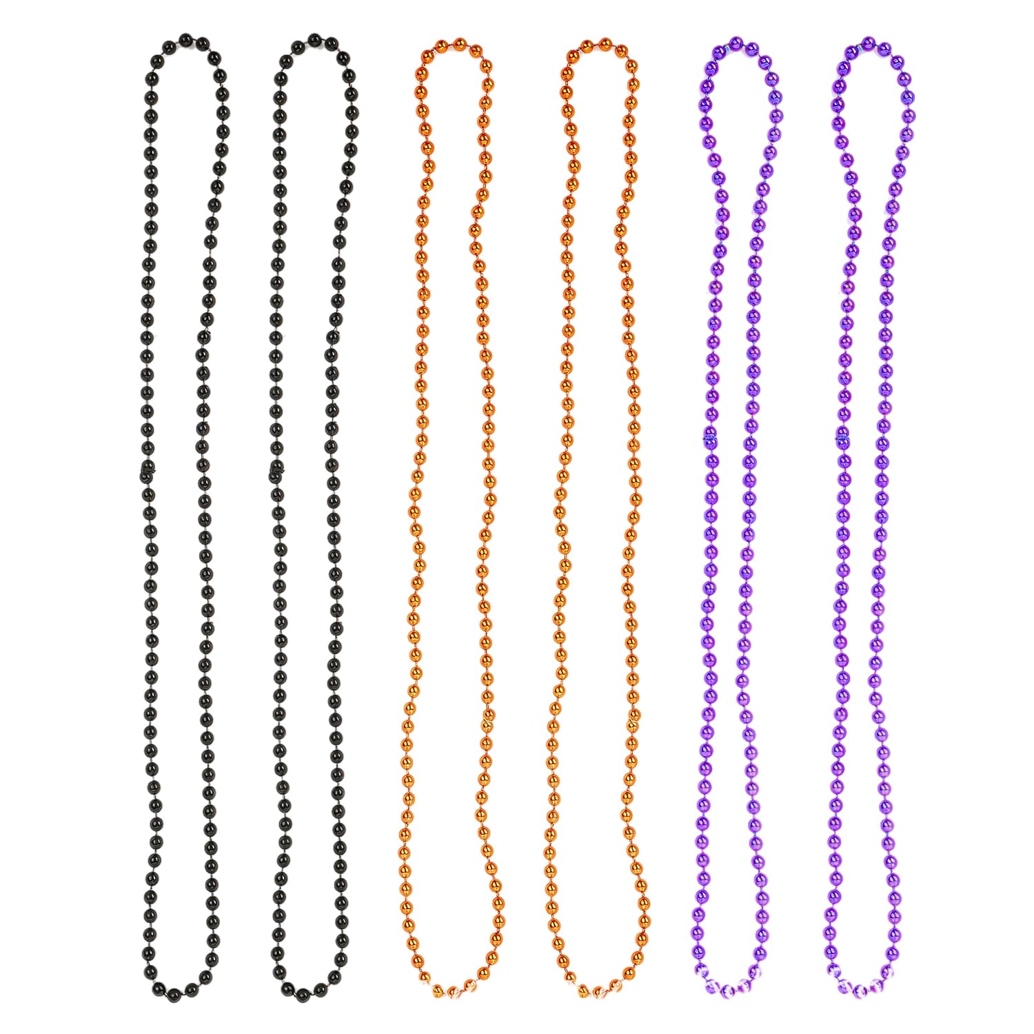 Miaija Halloween Beads Necklaces Assorted Beaded Necklace Glitter Plastic Black Orange Purple Fancy Dress Jewellery for Costume Accessories Carnival Party Favors Decor (6)