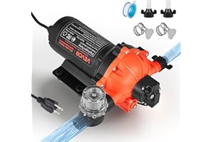 VEVOR Water Pressure Pump, 110V AC 5 GPM, 5-Chamber On Demand Electric Diaphragm Water Transfer Pump, 60 PSI Max Pressure, Automatic Pressure Switch, for Home Kitchen Garden Irrigation Car Washing