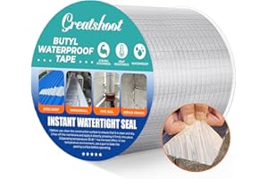 Greatshoot Butyl Tape Waterproof Sealing Tape Aluminum Foil Tape, Waterproof Sealing Tape for Rv Repair, Roof Sealing, Pipe Leaks, Silicone, Glass, Boat and Window Sealing and More.