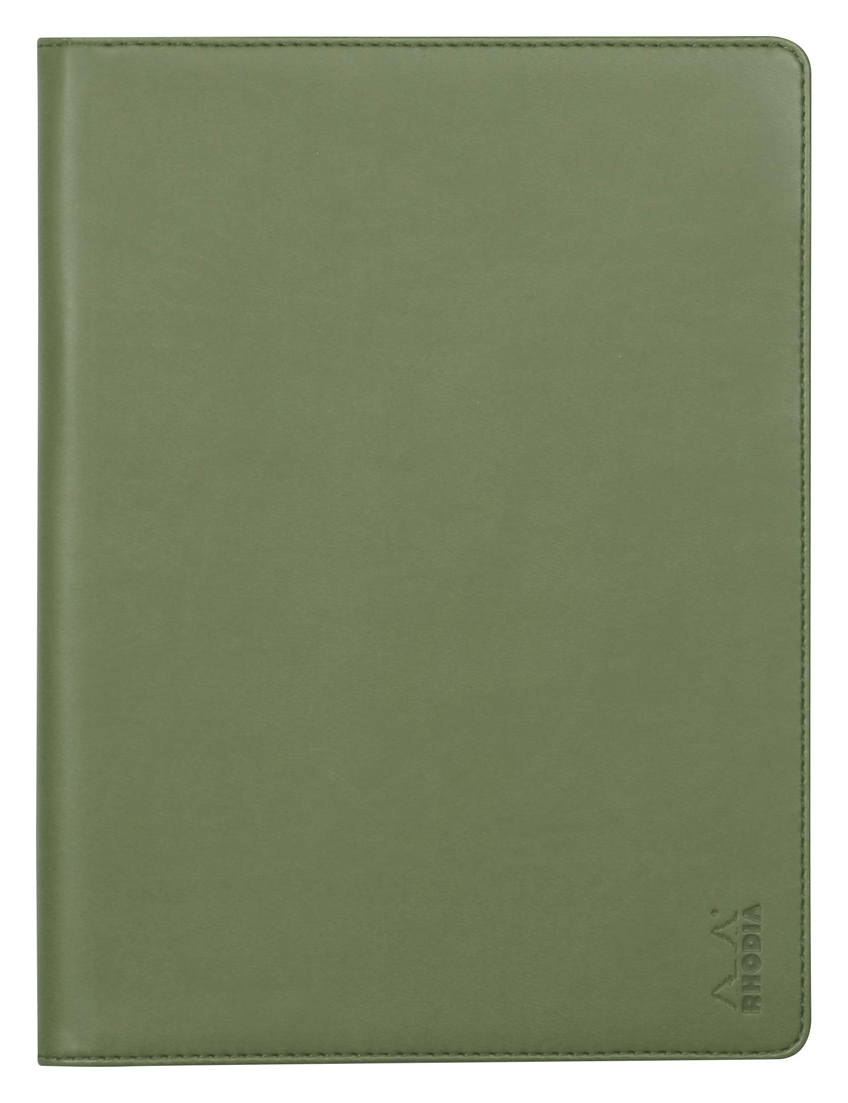 RHODIA 216003C - Rhodiarama Clipboard and Document Holder Booklet N°16 Sage - for Notepads or A5 Format Notebooks (14.8 x 21 cm) - Premium Italian Faux Leather - Rhodiarama Collection