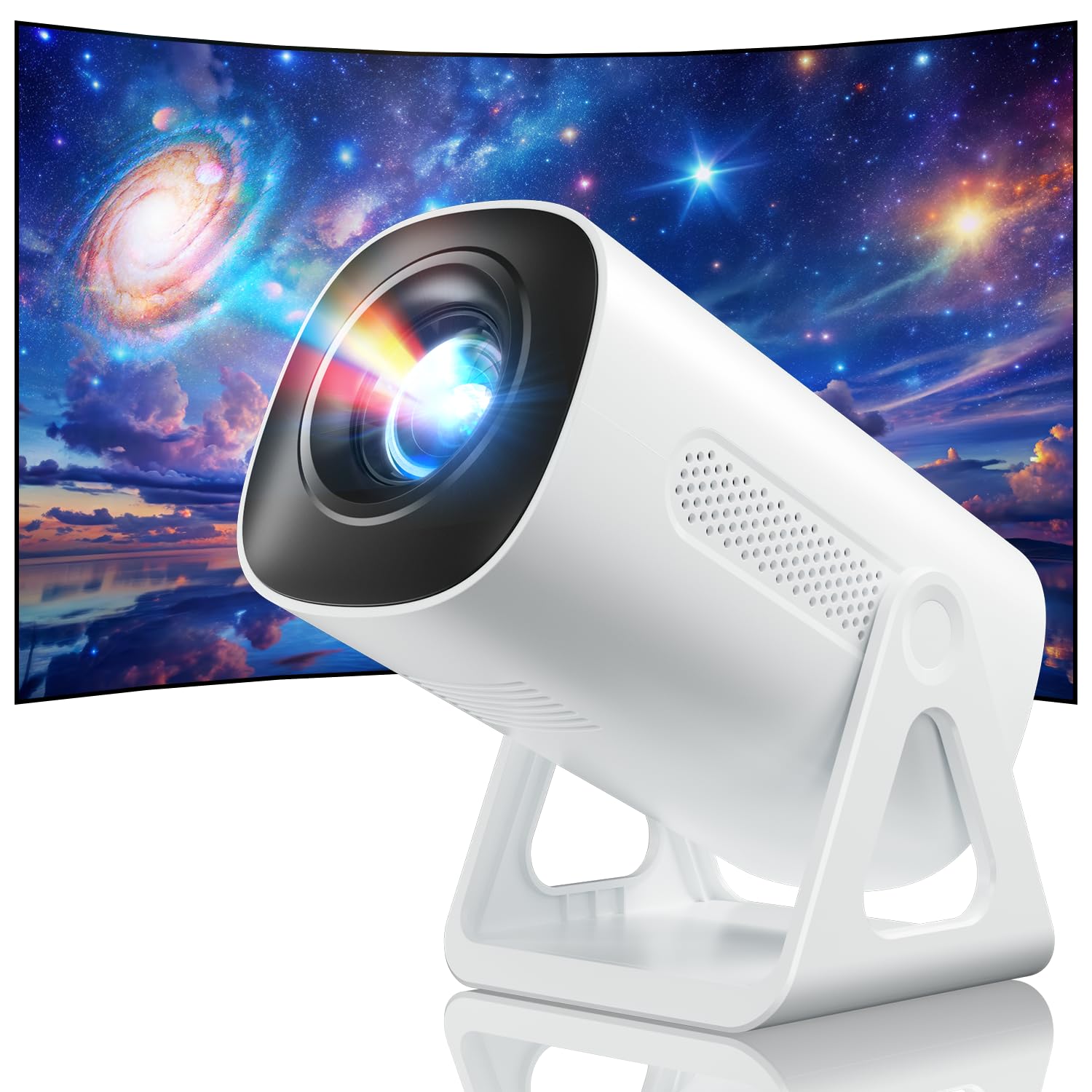 [2025 Upgraded & Android 11.0] Mini Projector with WiFi and Bluetooth, 4K 1080P Support Portable Projector, 270°Adjustable Stand Home Theater Star Projector for Phone/PS5/HDMI/TV Stick/USB/PC