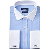 Year In Year Out French Cuff Wrinkle Free Dress Shirt for Men Regular Fit Long Sleeve Wrinkle Resistant Shirt