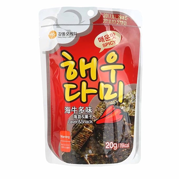 Premium Seaweed Snack, Korea, 0.7oz (pack of 10) (Spicy)