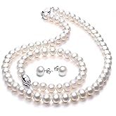 VIKI LYNN Freshwater Cultured Pearl Necklace Set Includes Stunning Bracelet and Stud Earrings Jewelry for Women Gift for Mother's Day, Anniversary, Birthday, Wedding