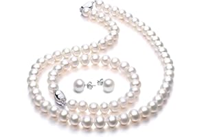 VIKI LYNN Freshwater Cultured Pearl Necklace Set Includes Stunning Bracelet and Stud Earrings Jewelry for Women Gift for Mother's Day, Anniversary, Birthday, Wedding