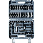 110-Piece Metric 3/8" Drive Impact Socket Set and SAE CR-V Sockets | with Ratchet Handle, Extension Bars, and Carrying Case