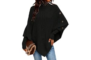 Chandail Chic Femme Women's 2025 Fall Winter Turtleneck Poncho Sweater Chunky Knit Cape Wrap Sweaters