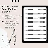 Zebra Pen Z Grip Retractable Ballpoint Pens 8 Pack Black Ink view 3