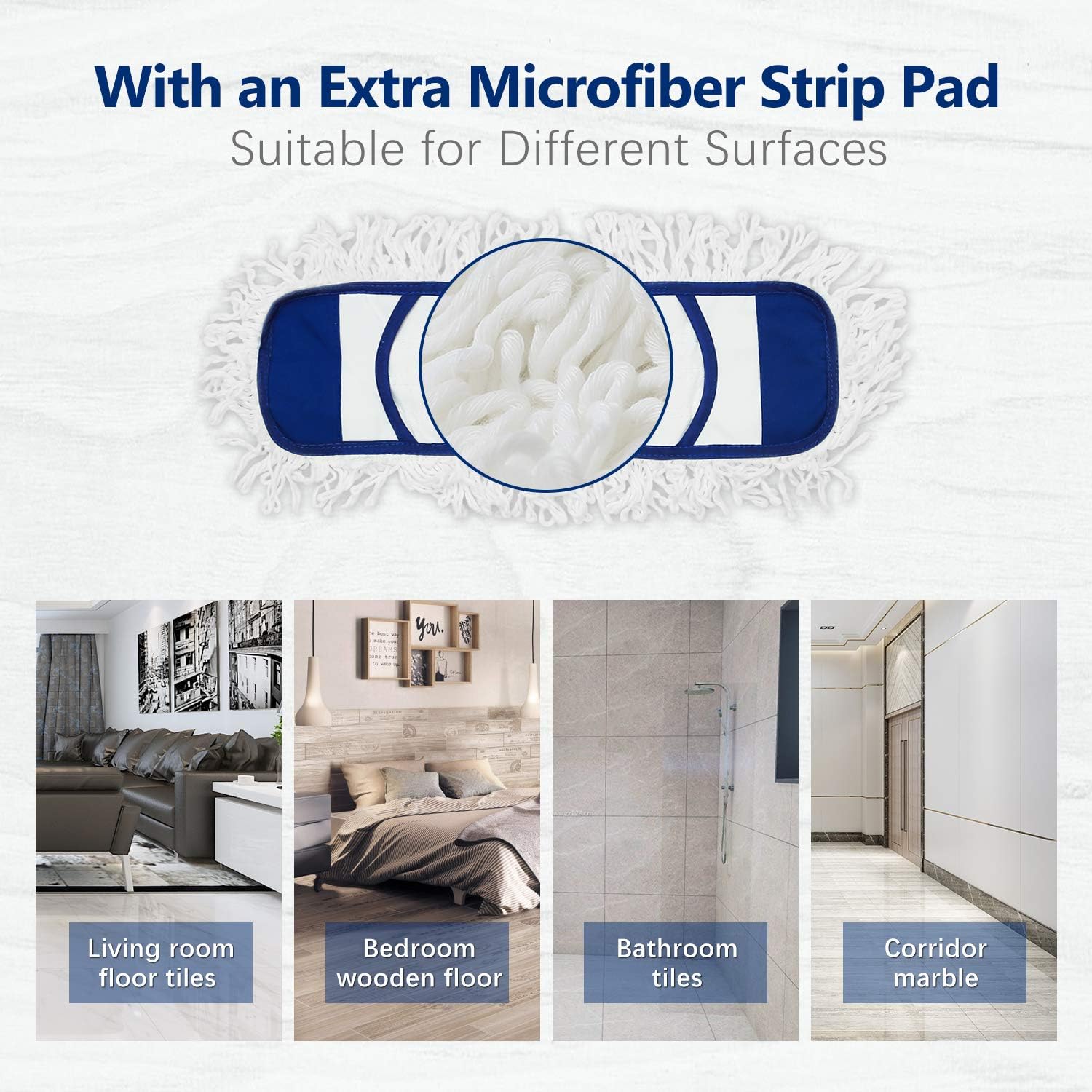 Eyliden Dust Mop, Microfiber Mops for Floor Cleaning, with Hight Adjustable Handle and 2 Washable Mops Pads, Wet & Dry Floor Cleaning Mop for Hardwood, Tiles, Laminate, Vinyl - Dust Broom (Blue): Kitchen & Dining