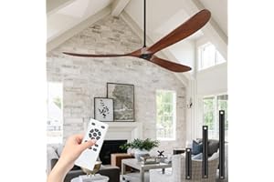 BOOSANT Ceiling Fans Without Light, 84 Inch Extra Large Ceiling Fan No Lights, 3 Wood Walnut Blades, DC Motor, High CFM, Propeller Outdoor Ceiling Fan for Patios and Big Rooms with Remote