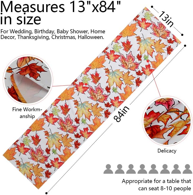 SoarDream Thanksgiving Harvest Table Runner 2 Pieces 13x84 Inches Maple Leaves Printed Table Runner Autumn Or Fall Outdoor Party Table Decorations: Home & Kitchen