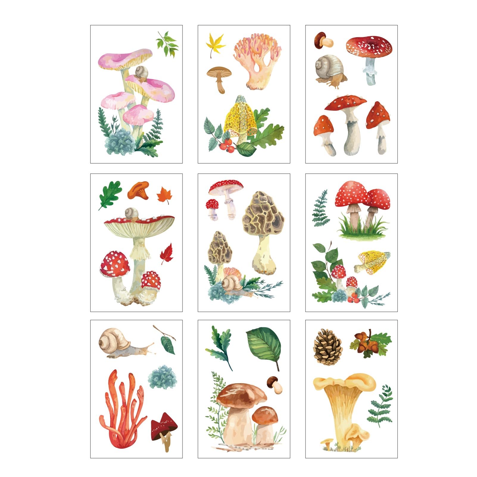 CREATCABIN 9 Sheets Mushroom Window Clings Window Stickers Decals Waterproof for Glass Windows Doors Party Stairway Wall Mirror Garden Bedroom Classroom Furnishing Home Decorations 12x7.6Inch