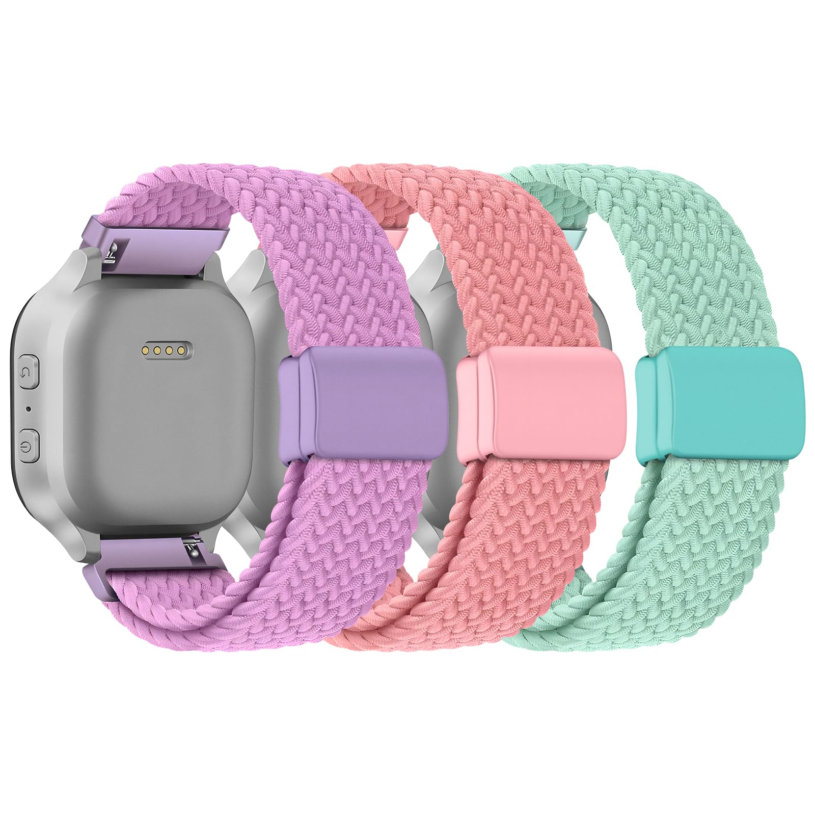 Photo 1 of 3 Pack Adjustable Braided Stretchy Solo Loop Compatible with Gizmo Watch 3 2 1/ Gabb Watch 3 2 1/ SyncUP/Cosmo JrTrack Kid Watch, 20mm Soft Breathable Kids Bands with Magnetic Buckle for Boys Girls