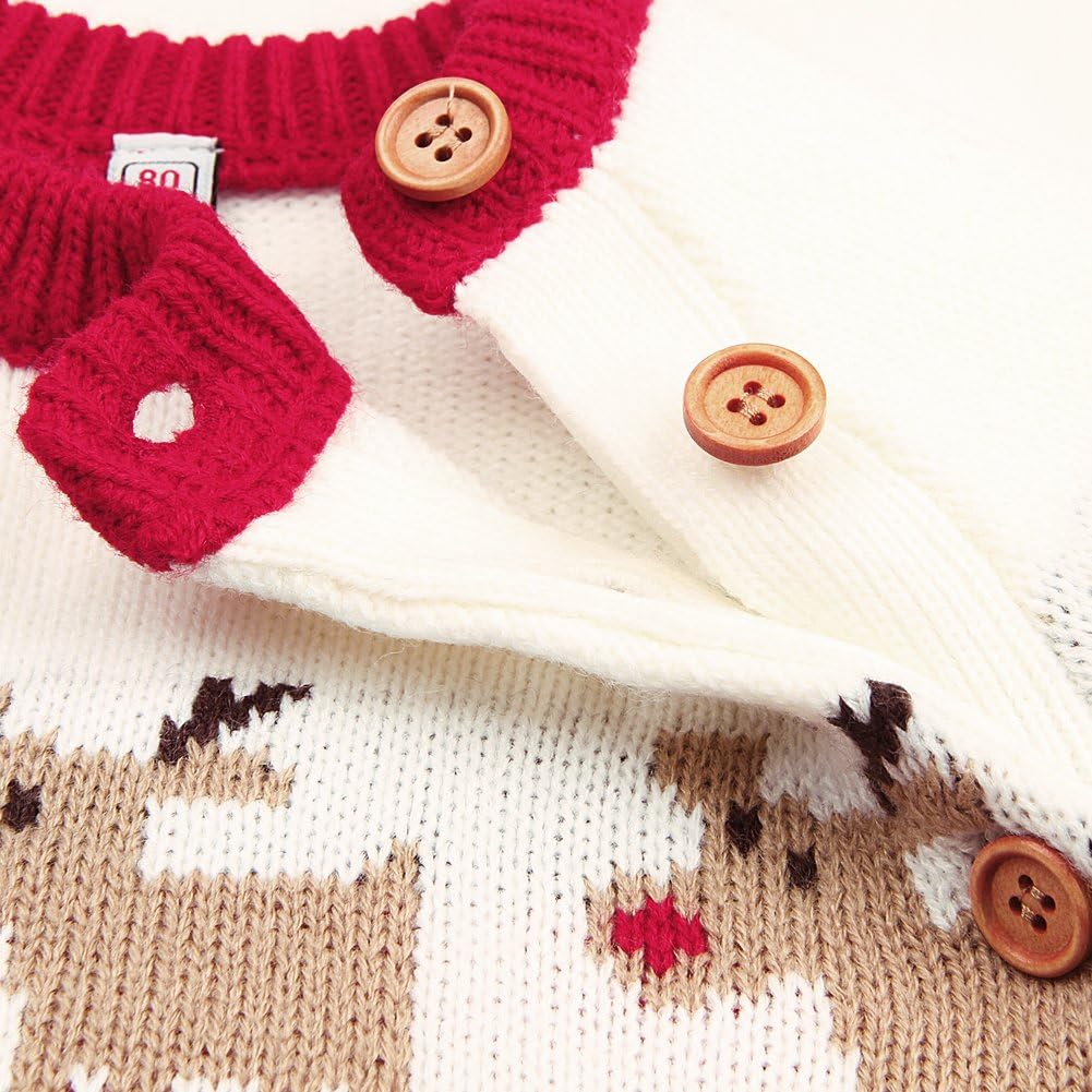 mimixiong Baby Christmas Sweater Toddler Reindeer Outfit Long Sleeve Red Clothes: Clothing