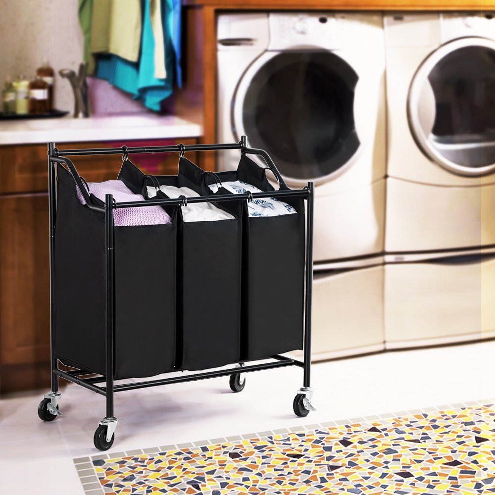 SONGMICS 3Bag Rolling Laundry Sorter Cart HeavyDuty Sorting Hamper W' eBay