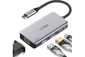 INTPW USB C to VGA Adapter, USB-C to HDMI 4K Multiport Adapter for MacBook Pro/MacBook Air/ipad Pro/Dell XPS with Thunderbolt