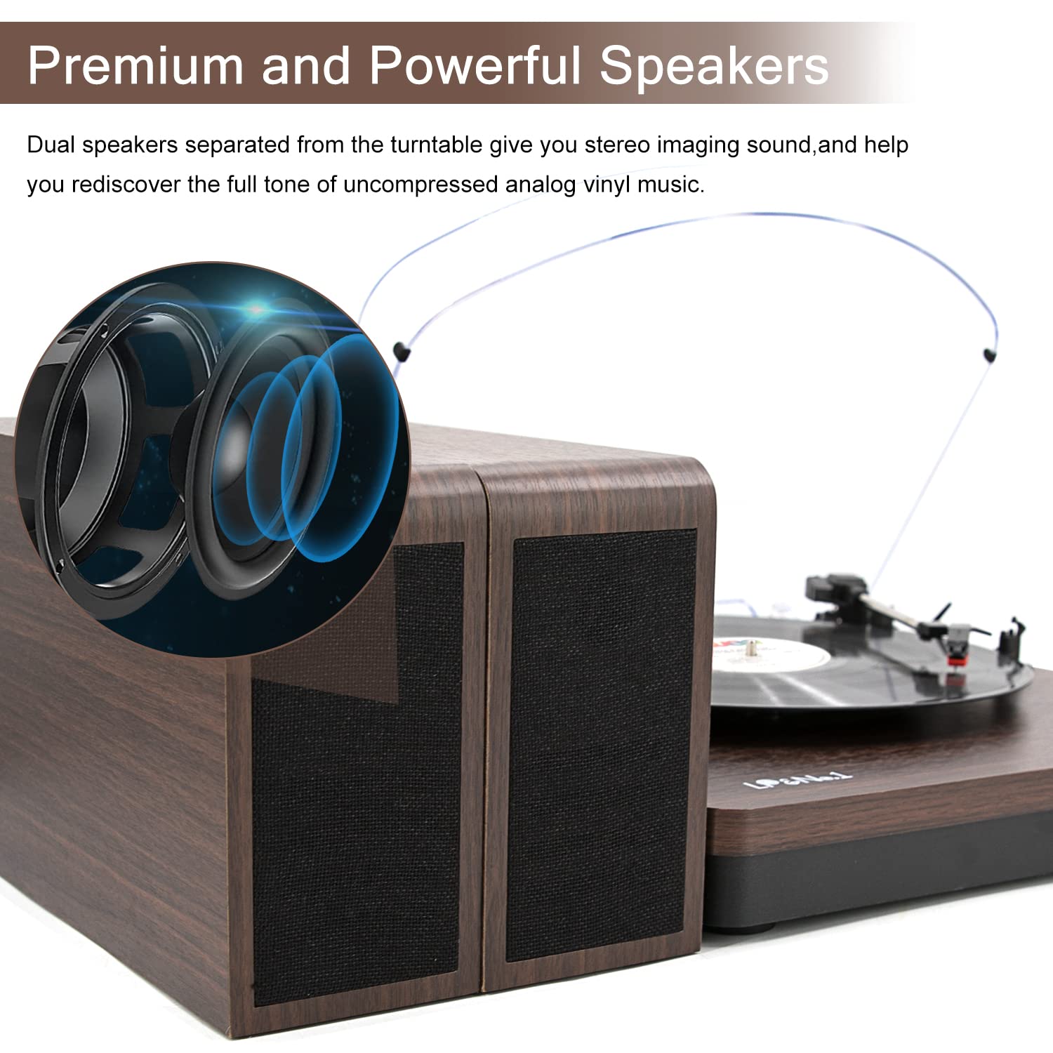 Stackable Lp Record Turntable Mua LP&No.1 Vinyl Record Player, Wireless Turntable with Stereo ...