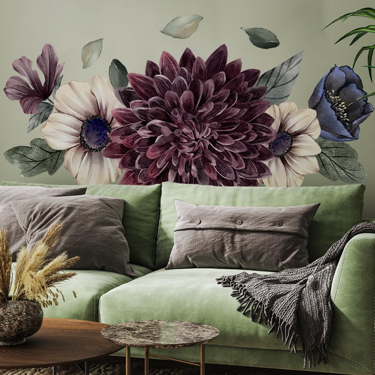 Runtoo Large Flower Wall Art Decals 3D Boho Fabric Floral Wall Stickers for Girls Bedroom Living Room Office Home Backdrop Decor — image 1