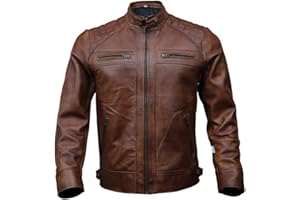 ARTISTRY LEATHER Mens Genuine Leather Biker Jacket Black | Vintage Brown Distressed Lambskin Motorcycle Jackets for Men