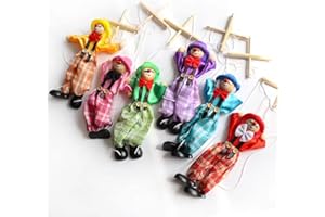AZOIIKWD Marionette Puppets, 6 Pcs Funny Wooden Marionette Pull String Puppet, Creative Marionette Toys String Puppet Doll for Birthday Xmas Gifts
