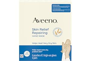 Aveeno Skin Relief Repairing Hand Mask, Moisturizing Gloves with Prebiotic Oat & Shea Butter for Very Dry Skin, Hand Care for
