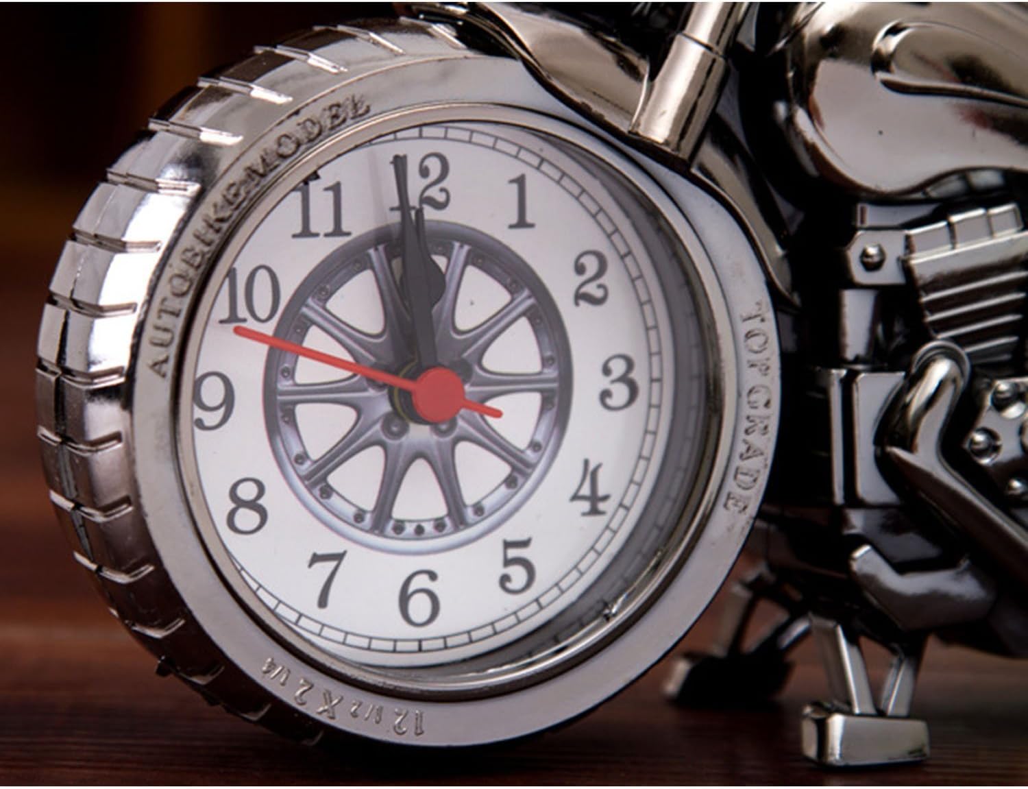Gearmax Retro Motorcycle Style Students Alarm Clock Desk Time Clock Cool Motorbike Model Home Office Shelf Decoration Novelty Birthday Gift Brown (4 desighs - Image 5