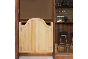 PINELICORN Interior Swinging Doors Wood Cafe Door Saloon Door with Metal Hinges for Bar Porch Stairs Bedroom Entrance Partition (Log Color, 35.43x35.43in)