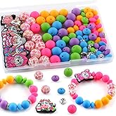 Kovict 100Pcs 12mm 15mm Animals Focal Silicone Beads for Keychain Bracelet Making, 8mm Rondelle Rhinestone Spacer Beads for Pens