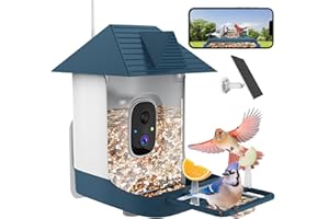 FAZOXO Bird Feeder with Camera,WiFi Outdoor Smart Bird Feeder Camera with Built-in AI Birds Recognition,Solar Powered,Auto Record Video by Cloud Storage,FHD Birds House with Cam,Ideal Gift for Dad and Mom