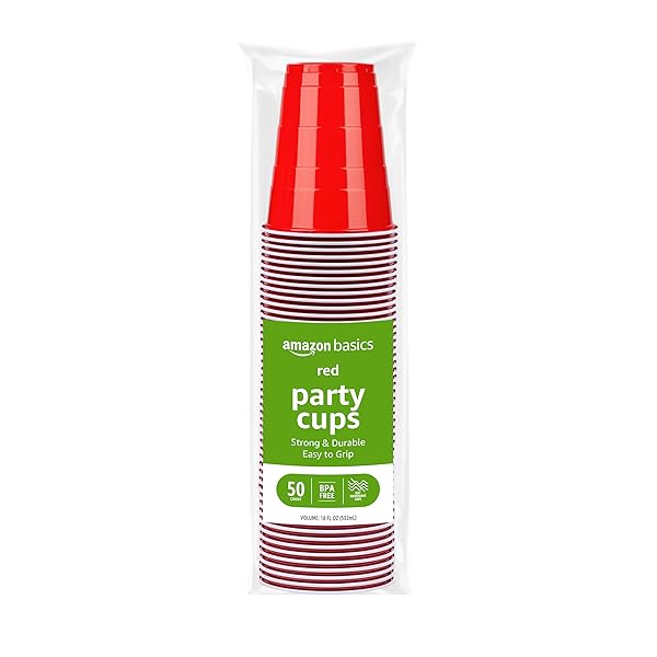 AMAZON BASICS STURDY DISPOSABLE PLASTIC PARTY CUPS FOR...